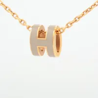 エルメス ミニポップH ネックレス GP ゴールド×ベージュ A4234678