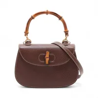 グッチ バンブー レザー ハンドバッグ ブラウン RU021754｜中古