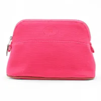 エルメス ボリードポーチ20 キャンバス ポーチ ピンク シルバー金具