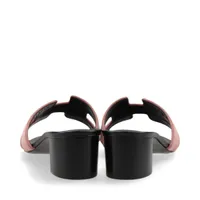 エルメス オアジス ベルベット×レザー サンダル 35 レディース