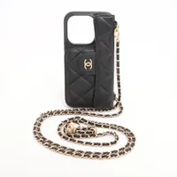 シャネル マトラッセ キャビアスキン iPhoneケース ブラック ゴールド