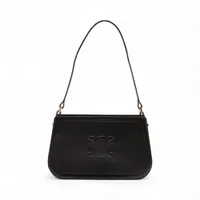 セリーヌ レザー ショルダーバッグ ブラック A4237685｜中古ブランド品