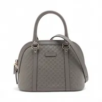 グッチ マイクログッチシマ レザー 2WAYハンドバッグ グレー 449654