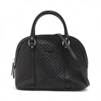 グッチ マイクログッチシマ レザー 2WAYハンドバッグ ブラック 449663