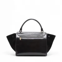 セリーヌ トラペーズ パテントレザーxスエード 2WAYハンドバッグ