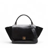 セリーヌ トラペーズ パテントレザーxスエード 2WAYハンドバッグ