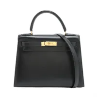 エルメス ケリー28 セリエ ボックスカーフ ブラック ゴールド金具 ○W:1993年