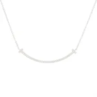 ティファニー Tスマイル スモール ダイヤ ネックレス 750(WG) 2.8g