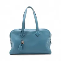 エルメス ヴィクトリア35 トリヨンクレマンス ブルージーン シルバー