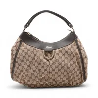 グッチ GGキャンバス キャンバスxレザー ショルダーバッグ ベージュx