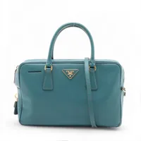 プラダ サフィアーノラクス レザー 2WAYハンドバッグ グリーン BL0095