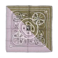 エルメス スカーフ シルク グリーン×パープル カレ55 WASHINGTON'S