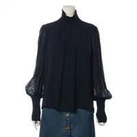 クロエ ウール×ナイロン ブラウス 36 レディース ネイビー ニット