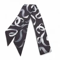 シャネル ココマーク スカーフ シルク ブラック×ホワイト A4241858