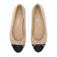 シャネル ココマーク レザー フラットパンプス 35 1/2 レディース