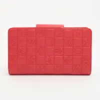 シャネル アイコンライン ラムスキン ロングウォレット レッド