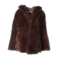 マックスマーラ ラビット ショートコート UNICA レディース ブラウン  446601136 フーディ ファー ポンチョ ケープ ハンガー ガーメント付き