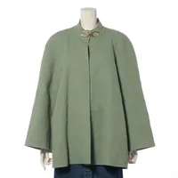 【美品】クリスチャンディオール ノーカラージャケット ウール 1B グリーン系 Christian Dior SPORTS】nylon sports jacket（クリスチャンディオール