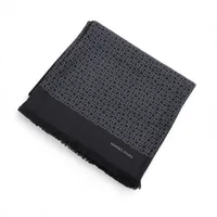 エルメス Hロゴ ストール シルク×ウール×カシミヤ ブラック×グレー