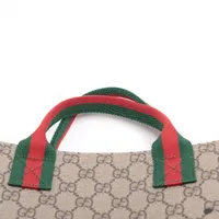 グッチ GGスプリーム チルドレンズ PVCxレザー ハンドバッグ ブラウンx