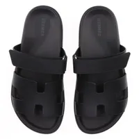 エルメス シプレ レザー サンダル 37.5 レディース ブラック ロゴ