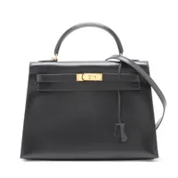 エルメス ケリー32 セリエ ボックスカーフ ブラック ゴールド金具 □D:2000年