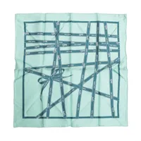 エルメス カレ45 ボルデュックリボン スカーフ シルク グリーン