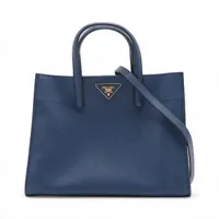 プラダ サフィアーノ ソフト レザー 2WAYトートバッグ ブルー BN2606
