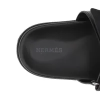 エルメス シプレ レザー サンダル 38 レディース ブラック ロゴ