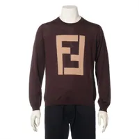 フェンディ　ニット　美品 フェンディ 19年 カシミヤ×シルク ニット 44 メンズ ブラウン FZZ371