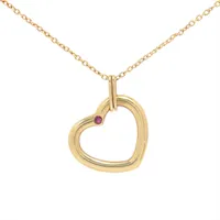 ティファニー オープンハート 1P ルビー ネックレス K18(YG) 4.0g