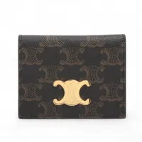 セリーヌ トリオンフ PVC×レザー カードケース ダークブラウン