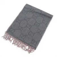 ★美品グレー GGロゴ マフラー* GGロゴマフラー グレー.. Gucci GGロゴ マフラー グレー/ホワイト