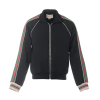 ☆美品☆GUCCI トラックジャケット ロゴ シェリーライン 黒 Mサイズ グッチ GGジャカード ポリエステル トラックジャケット XS メンズ