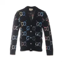 【最終価格】美品グッチ シルク カーディガン総柄 馬 大きいサイズ ユニセックス グッチ GGジャカード 22AW ウール×アクリル カーディガン XS メンズ