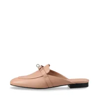 エルメス オズ キャンバス×レザー ミュール 37.5 レディース ブラック