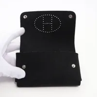 エルメス エテュイカルトGM フェルト ポーチ ブラック シルバー金具