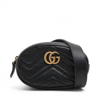 グッチ GGマーモント レザー ウエストポーチ ブラック 476434 A4249158