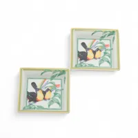 エルメス トゥカン 小物入れ 陶器 グリーン×イエロー ミニトレー 2個セット