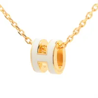 エルメス ミニポップH ST0265 ネックレス GP ホワイト×ゴールド