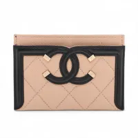 シャネル CCフィリグリー キャビアスキン カードケース ベージュ