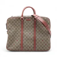 グッチ GGスプリーム PVCxレザー 2WAYビジネスバッグ ベージュxピンク
