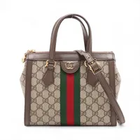 オールド グッチ GGスプリーム PVC レザー ハンドバッグベージュ