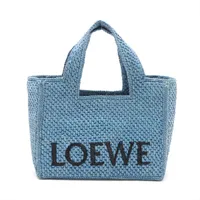 ロエベ バスケット ラフィア×レザー カゴバッグ グリーン A3287371