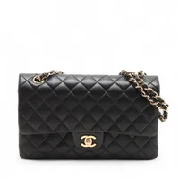 CHANEL マトラッセ25 ラムスキン ダブルフラップ ブラック　シルバー金具 シャネル マトラッセ25 ラムスキン ダブルフラップ ダブルチェーン