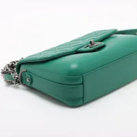 Chanel Matelasse Lambskin 2 Way Shoulder Bag Green Gunmetal