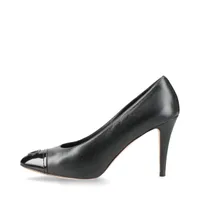 シャネル パンプス 37 1/2 レザー×パテント 美品 シャネル ココマーク マルチパーツリンク レザー×パテント パンプス 37