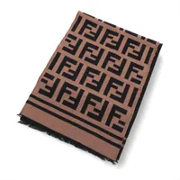 Fendi FXS424 A3Q1 ZUCCa Scarf Wool & silk Brown x black A4257804