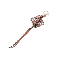 ロエベ ハート チャーム レザー ボルドー×ピンク チェーン A2828910