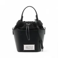 メゾンマルジェラ 5AC レザーxキャンバス チェーンショルダーバッグ ブラック